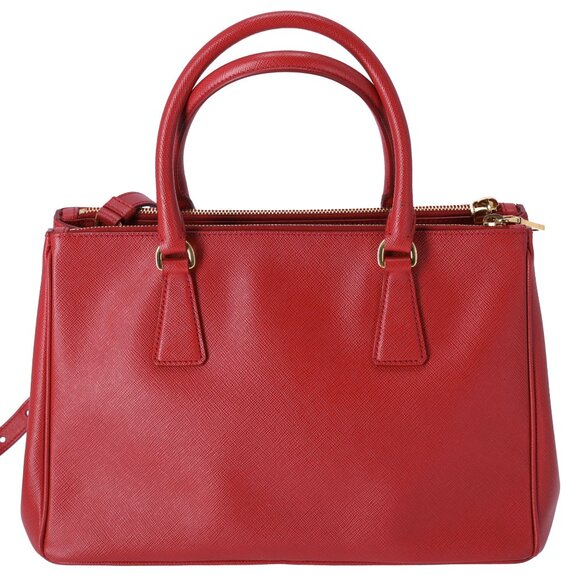 PRADA Saffiano Small Satchel Shoulder Bag Red Leather - Picture 3 of 8